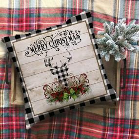 img 1 attached to 🎄 KACOPOL Christmas Buffalo Plaids Pillow Covers - Christmas Tree Truck Farmhouse Decor Throw Pillow Case Cushion Cover 18" X 18" 4 Pack - Christmas Plaids & Joy Holiday Decorations