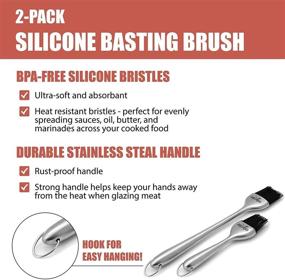 img 1 attached to GRILLHOGS Silicone Sauce Basting Brush Set of 2 - Stainless Steel Handles, Heat Resistant, Dishwasher Safe - Perfect for Grilling, BBQ, and Baking