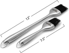 img 3 attached to GRILLHOGS Silicone Sauce Basting Brush Set of 2 - Stainless Steel Handles, Heat Resistant, Dishwasher Safe - Perfect for Grilling, BBQ, and Baking