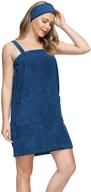 👗 zexxxy women's shower wrap towel with pocket straps robe & facial headband logo