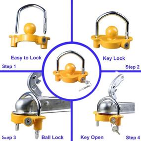 img 2 attached to 🔒 Universal Coupler Lock – Heavy-Duty Steel Trailer Hitch Lock by OKLEAD - Adjustable Security for 1-7/8 Inch, 2 Inch, and 2-5/16 Inch Couplers (Yellow)
