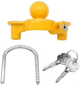 img 1 attached to 🔒 Universal Coupler Lock – Heavy-Duty Steel Trailer Hitch Lock by OKLEAD - Adjustable Security for 1-7/8 Inch, 2 Inch, and 2-5/16 Inch Couplers (Yellow)