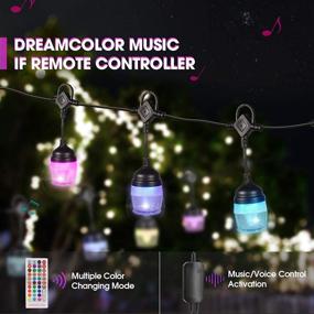 img 2 attached to 🌟 Frii 43FT Outdoor String Lights LED Waterproof for Patio: Multi-Color Changing, Warm White, 14 Hanging RGB Dimmable Bulbs, 2 Remote Controls - Backyard Café Porch Lighting