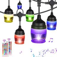 🌟 frii 43ft outdoor string lights led waterproof for patio: multi-color changing, warm white, 14 hanging rgb dimmable bulbs, 2 remote controls - backyard café porch lighting логотип