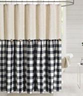 dosly idées linen button farmhouse shower curtain, linen and cotton blend fabric, pleated black & white buffalo plaid checked pattern, country style, 72x72 inches logo