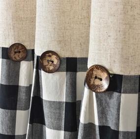 img 3 attached to DOSLY IDÉES Linen Button Farmhouse Shower Curtain, Linen and Cotton Blend Fabric, Pleated Black & White Buffalo Plaid Checked Pattern, Country Style, 72x72 inches