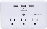 🔌 jf.egwo white surge protector power adapters charger with 3 high speed usb outlet plugs: reliable 15-amp wall mount socket, 918 joule surge rating logo