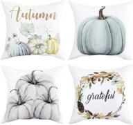 🎃 blue-gray pumpkin throw pillow covers - set of 4 autumn decorations for halloween & thanksgiving (18 x 18 inch) logo