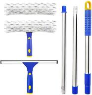 🧽 ittaho 12-inch window cleaning squeegee and 11-inch microfiber scrubber combi with stainless steel pole - extendable squeegee window cleaner for cars, sliding doors, shower glass doors - swivel style with 2 pads logo