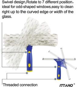 img 3 attached to 🧽 ITTAHO 12-inch Window Cleaning Squeegee and 11-inch Microfiber Scrubber Combi with Stainless Steel Pole - Extendable Squeegee Window Cleaner for Cars, Sliding Doors, Shower Glass Doors - Swivel Style with 2 Pads