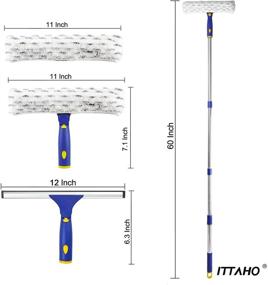 img 1 attached to 🧽 ITTAHO 12-inch Window Cleaning Squeegee and 11-inch Microfiber Scrubber Combi with Stainless Steel Pole - Extendable Squeegee Window Cleaner for Cars, Sliding Doors, Shower Glass Doors - Swivel Style with 2 Pads