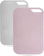 2-piece plastic cutting board set with garlic grind point - bpa-free, dishwasher safe - 13.6” x 8.8” size & multiple colors (gray, pink) логотип