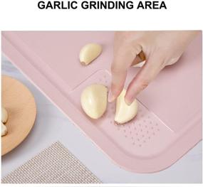 img 3 attached to 2-Piece Plastic Cutting Board Set with Garlic Grind Point - BPA-Free, Dishwasher Safe - 13.6” x 8.8” Size & Multiple Colors (Gray, Pink)