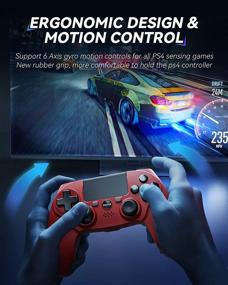 img 1 attached to 🎮 VOYEE Wireless Gamepad with Dual Vibration - PS4 Controller Compatible, Upgraded Joystick & Motion Control (Red)