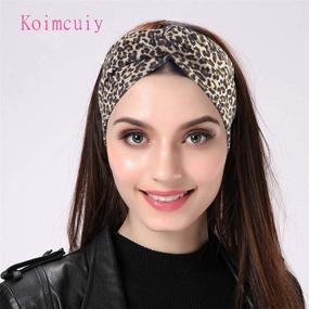 img 2 attached to 🐆 Thick Headbands for Women - Stretchy Hair Bands for Yoga, Workout, and Sports - Solid Color (Leopard, Size M)