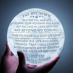 img 4 attached to 🌙 Romantic Engraved 3D Moon Lamp for Wife - Personalized 5.9 Inch Moonlight Gift for Wife on Valentine's & Christmas