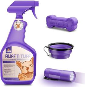 img 4 attached to 32 Oz Professional-Strength Enzyme Pet Stain Remover & Odor Eliminator with Lavender Scent + FREE UV Blacklight Urine Detector + FREE Travel Bowl + FREE Bone Toy: Floor & Carpet Cleaner for Pets Cat & Dog