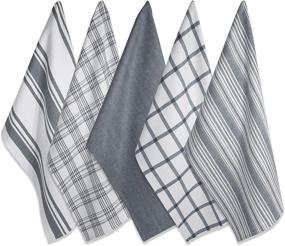 img 4 attached to 🍽️ DII Assorted 5-Piece Gray Kitchen Dishtowel Set, Woven with 18x28" Dimensions