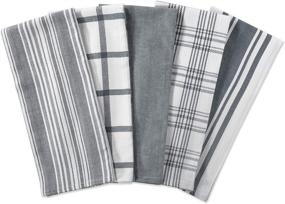 img 3 attached to 🍽️ DII Assorted 5-Piece Gray Kitchen Dishtowel Set, Woven with 18x28" Dimensions