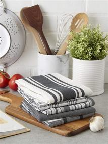 img 1 attached to 🍽️ DII Assorted 5-Piece Gray Kitchen Dishtowel Set, Woven with 18x28" Dimensions