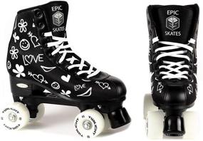 img 3 attached to Stay Stylish and Be Noticed with Epic Black LUV High-Top Bright LED Light Up Quad Roller Skates – Comes with 2 Pairs of Laces & Pompoms!