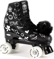 stay stylish and be noticed with epic black luv high-top bright led light up quad roller skates – comes with 2 pairs of laces & pompoms! logo