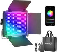 neewer 530 rgb светодиодный свет с управлением приложением, 528 smd светодиодами, 95 cri, регулируемой цветовой температурой и яркостью, 9 режимами сцен, жк-экраном, u-образным держателем, барндорами, металлическим корпусом для фотографии. логотип