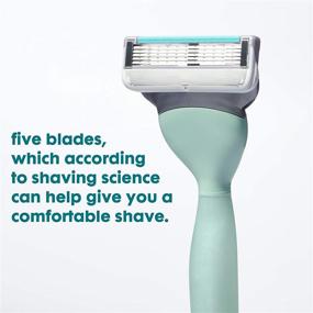 img 2 attached to Joy Razors for Women - 1 Handle with 4 Refillable Razor Blades, Teal Color, Lubrastrip to Minimize Skin Irritation