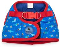 🦈 the worthy dog printed harness chomp shark ocean pattern: adjustable easy walk vest for dogs, blue/red color logo