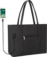 👜 black usb laptop tote bag by chomeiu - 15.6 inch laptop organizer bag for women, ideal teacher work purse logo