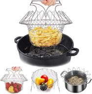 🍳 delidge stainless steel foldable deep fry basket | multifunctional strainer for steam, rinse, strain & fry | telescopic folding net basket for fried food or fruits | essential kitchen utensil cooking gadget logo