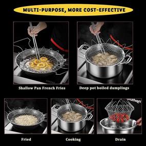 img 3 attached to 🍳 Delidge Stainless Steel Foldable Deep Fry Basket | Multifunctional Strainer for Steam, Rinse, Strain & Fry | Telescopic Folding Net Basket for Fried Food or Fruits | Essential Kitchen Utensil Cooking Gadget