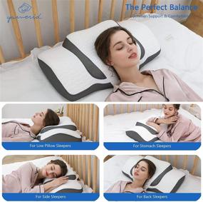 img 2 attached to 💤 Yamerid Cervical Pillow for Neck Pain and Relief, Neck Support Pillow with Armrest Design for Comfortable Sleeping, Ergonomic Orthopedic Memory Foam Pillow for Side, Back and Stomach Sleepers
