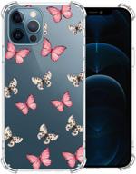 🌸 transparent flower iphone 12 pro case with glass screen protector - cute design for girls and women - best slim fit protective clear tpu soft silicone cover phone case (5) logo