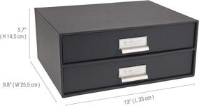 img 2 attached to 📦 Dark Grey Bigso Birger 2-Drawer Fiberboard Label Frame Document Letter Box, Dimensions 5.7 x 13 x 9.8 inches