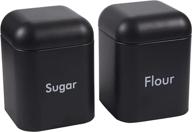 🍶 stainless steel kitchen canister set - 2-piece flour and sugar storage containers with tight-fit lids, black, 4.5 x 6 x 4.5 inches logo