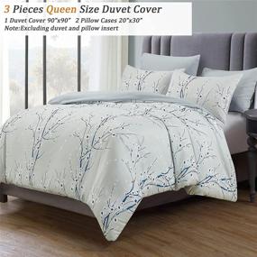 img 3 attached to 🌸 WURUIBO Branches Duvet Cover Queen - Soft Beige Floral 3 Piece Set with Microfiber - Ideal for All Seasons - Includes 1 Duvet Cover and 2 Pillow Cases (Beige, Queen)