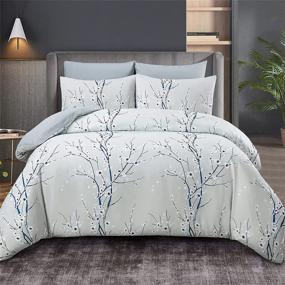 img 4 attached to 🌸 WURUIBO Branches Duvet Cover Queen - Soft Beige Floral 3 Piece Set with Microfiber - Ideal for All Seasons - Includes 1 Duvet Cover and 2 Pillow Cases (Beige, Queen)