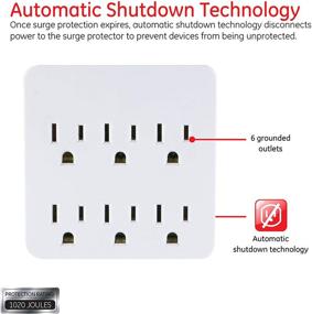 img 3 attached to 🔌 GE Pro 6-Outlet Surge Protector Extender, Wall Tap Charging Station, Auto Shutdown, 3-Prong, 1020 Joules, UL Listed, White, 36727