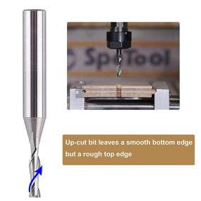 img 1 attached to SPE Tool Spiral CNC Router Bit - 1/8 inch Cutting Diameter, HRC55 Solid Carbide End Mill for Wood Carving - Up Cut, 1/4 inch Shank