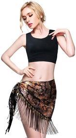 img 1 attached to Gold Coin Belly Dance Hip Scarf - ROYAL SMEELA Women's Tribal Triangle Tassel Hip Scarves Skirt Costume Outfit