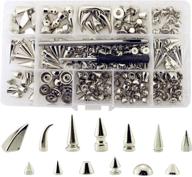 🔩 ultimate silver leather craft rivets kit: 140 sets of assorted screw back studs and spikes with tools - diy bullet cone accessories included logo