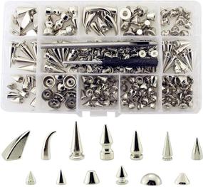 img 4 attached to 🔩 Ultimate Silver Leather Craft Rivets Kit: 140 Sets of Assorted Screw Back Studs and Spikes with Tools - DIY Bullet Cone Accessories Included