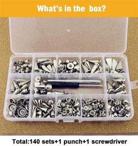 img 3 attached to 🔩 Ultimate Silver Leather Craft Rivets Kit: 140 Sets of Assorted Screw Back Studs and Spikes with Tools - DIY Bullet Cone Accessories Included