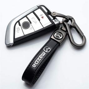 img 3 attached to Genuine Leather Car Logo Keychain For Mazda Key Chain Accessories Keyring With Logo(Black)