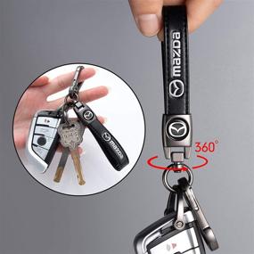 img 2 attached to Genuine Leather Car Logo Keychain For Mazda Key Chain Accessories Keyring With Logo(Black)