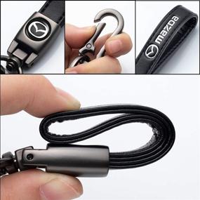 img 1 attached to Genuine Leather Car Logo Keychain For Mazda Key Chain Accessories Keyring With Logo(Black)