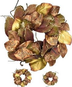 img 4 attached to 🎄 Cloris Art Christmas Wreaths for Front Door, Magnolia Leaf Artificial Door Wreaths 22 + 16.6 Inch for Farmhouse Home Holiday Indoor Wall Decor, Gold