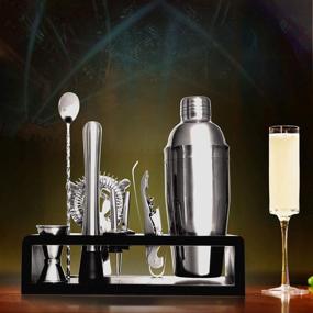 img 3 attached to 🍸 PentaQ Cocktail Shaker Set Bartender Kit: 10-Piece Stainless Steel Bar Set with Wooden Stand for Drink Mixing and Bartending - Perfect for Home Bars, Parties, and Drink Making