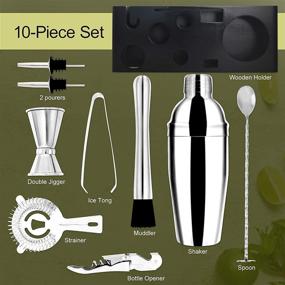 img 2 attached to 🍸 PentaQ Cocktail Shaker Set Bartender Kit: 10-Piece Stainless Steel Bar Set with Wooden Stand for Drink Mixing and Bartending - Perfect for Home Bars, Parties, and Drink Making